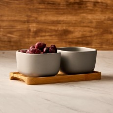 Set of 2 Share Square Bowls-Grey