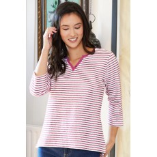 Mistral Boucle Stripe Notch Neck Tee