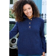 Mistral Button Through Raglan Sleeve Fleck Jumper