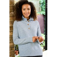 Mistral Button Through Raglan Sleeve Fleck Jumper