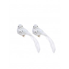 Premier Decorations 2pk Silver Bird