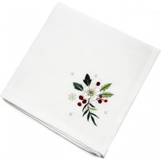 Peggy Wilkins Textiles Christmas Roses Napkin Cream/Multi