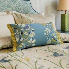 Sanderson National Trust Kingfisher & Iris Azure/Linen Cushion 50 x 30