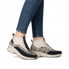 Rieker Lace Animal Print Wedge Boot