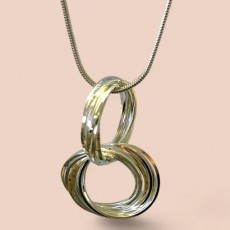 Jess & Lou Double Multi Hoop Long Pendant Necklace In Silver