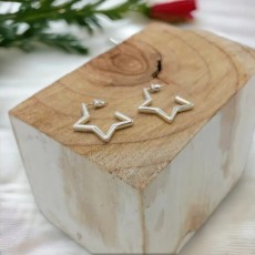 Jess & Lou Hollow Star Stud Earrings in Silver