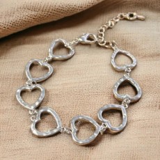 Jess & Lou Linked Hollow Hearts Bracelet