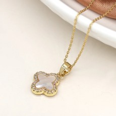 POM Faux Gold Plated Crystal Edged Quatrefoil Necklace