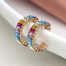 POM Faux Gold Plated Rainbow Crystal Hoops