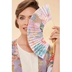 Powder Lavender Paisley Satin Hand Fan