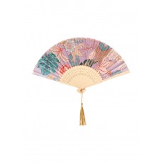 Powder Lavender Paisley Satin Hand Fan