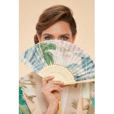 Powder Oasis Satin Hand Fan In Coconut