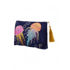 Powder Jolly Jellies Velvet Zip Pouch Navy