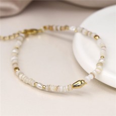 POM Freshwater Pearl Bracelet with Faux Gold Beads