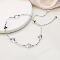 POM Silver Plated Adjustable Chain Heart Bracelet