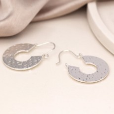 POM Silver Plated Hammered C-Hoop Earrings