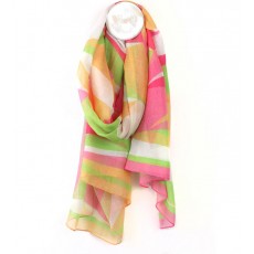 POM Warm Pink/Brights Abstract Print Repreve Scarf