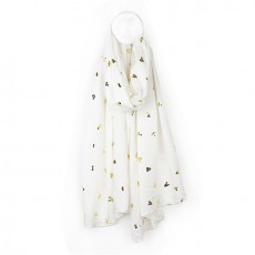 POM White Foil Printed Scarf Pointed Heart