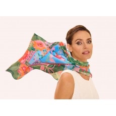 Powder Folky Floral Cotton Scarf Cornflower