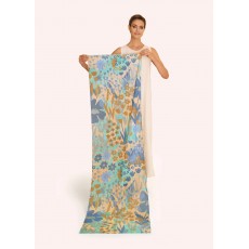 Powder Springtime Cotton Scarf Floral Denim