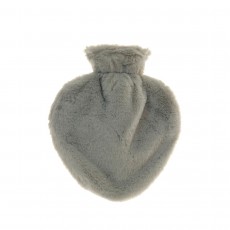 Aroma Home Snuggly Heart Hot Water Bottle Faux Fur-Grey