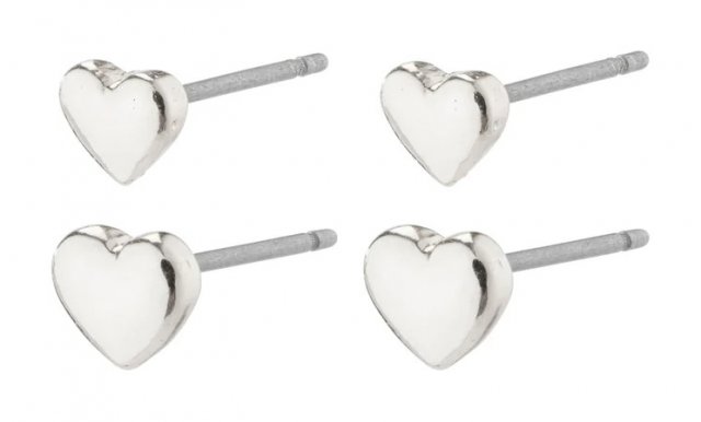 Pilgrim Afrodite Recycled Heart Earrings 2in1 Set Silver-Plated