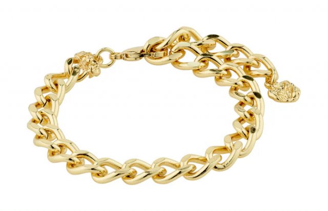 Pilgrim Charm Recycled Curb Chain Bracelet Gold-Plated