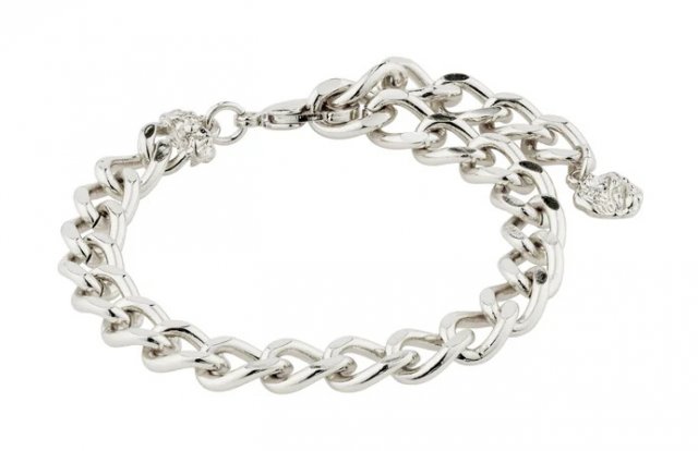 Pilgrim Charm Recycled Curb Chain Bracelet Silver-Pendant