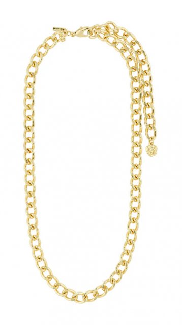 Pilgrim Charm Recycled Curb Necklace Gold-Plated