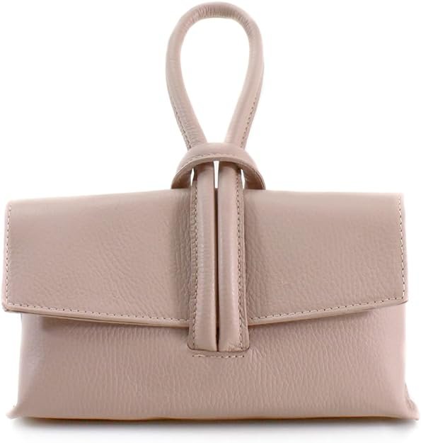 Tempest Chic Leather Clutch Bag With Pull Through Loop-Dark Beige