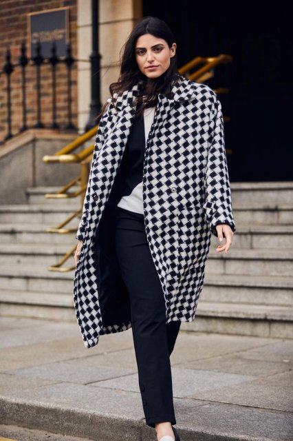 Peruzzi Blurred Check Coat