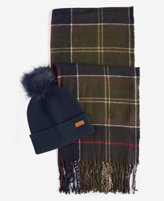 Barbour Dover Beanie & Hailes Scarf Gift Set