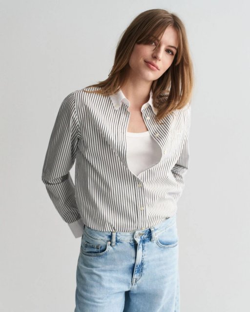 Gant Reg Contrast Collar Striped Shirt