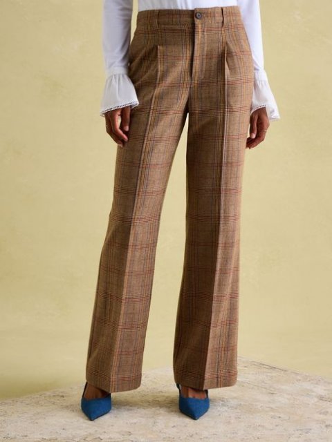 Joules Tweed Wide Leg Trouser