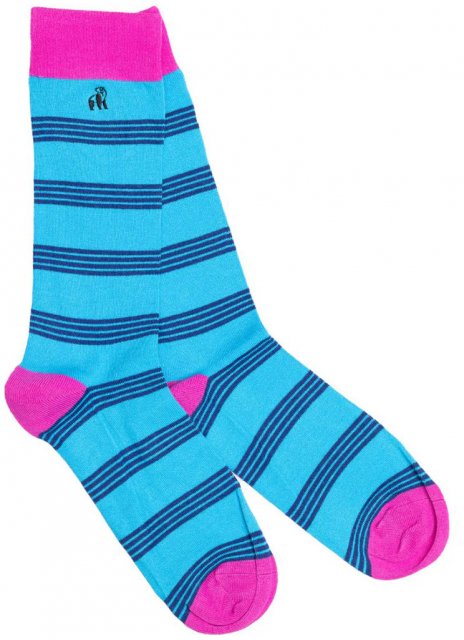 Swole Panda Aqua / Pink Stripe Socks