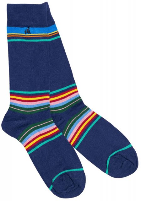 Swole Panda Navy Stripe Socks