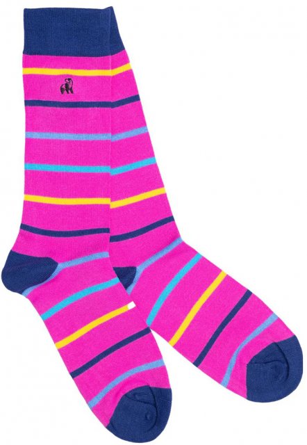 Swole Panda Pink Multi Stripe Socks