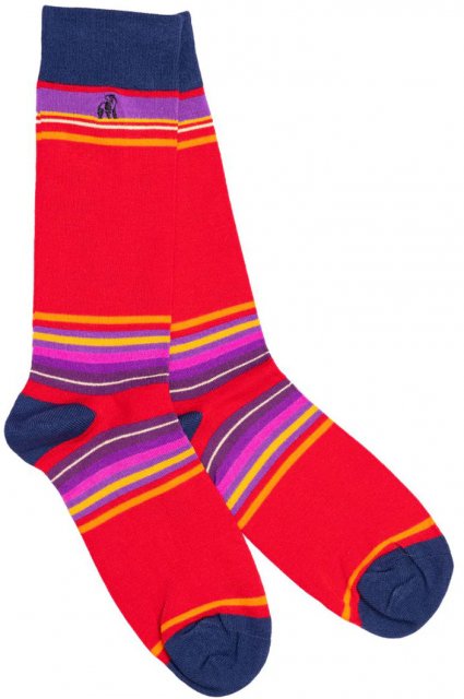 Swole Panda Red Multi Stripe Socks