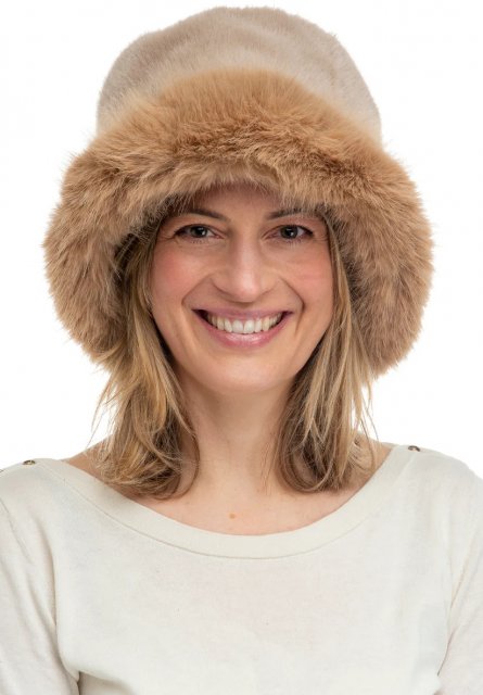 Adelina-Faux Fur Paddington hat with wide Brim-Adjustable