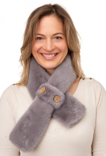 Karina-Faux Fur Tippet with Loop & Coconut Button Detail