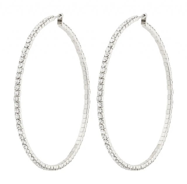 Pilgrim Sidney Crystal Hoop Earrings Silver-Plated