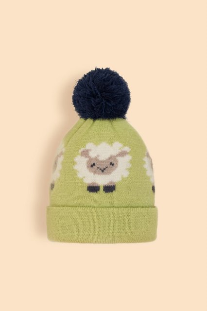 Powder-Childrens Knitted Sheep Hat-Sage