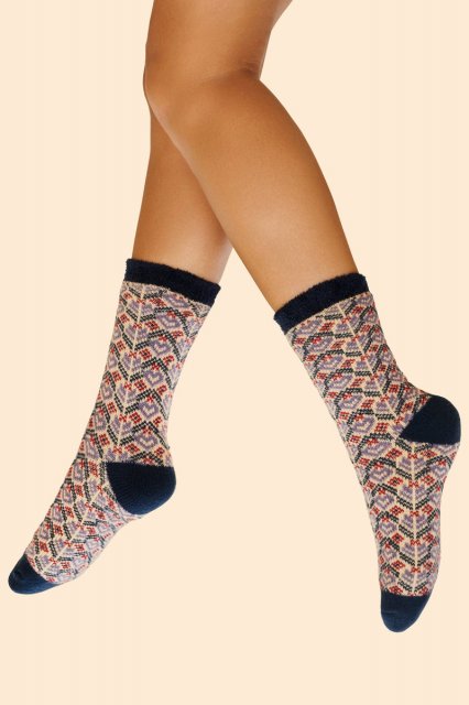 Powder-Fair Isle Cosy Socks-Cream