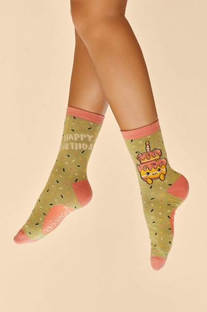 Powder-Happy Birthday Tiered Cutie Ankle Socks