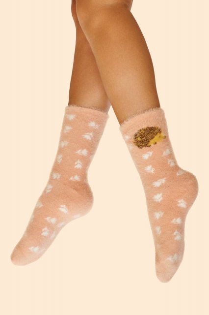 Powder-Happy Hedgehog Fuzzy Slipper Socks