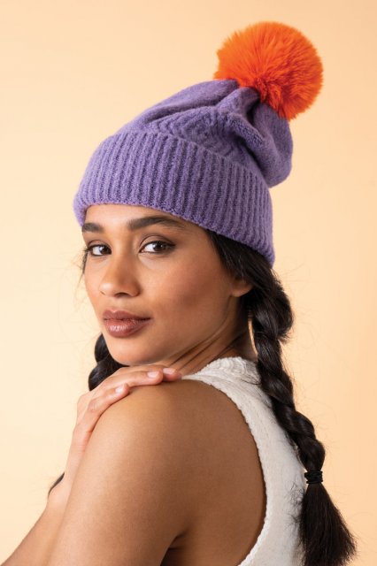 Powder-Ingrid Bobble Hat-Lavender/Tangerine