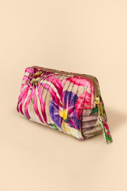 Powder-Oversized Botanicals Quilted Vanity Bag