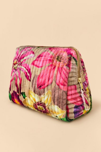 Powder-Oversized Botanicals Quilted Washbag