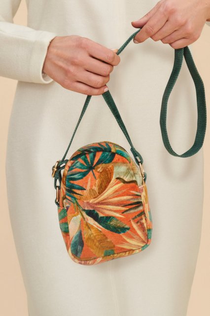 Powder-Painted Palms Velvet Crossbody Bag