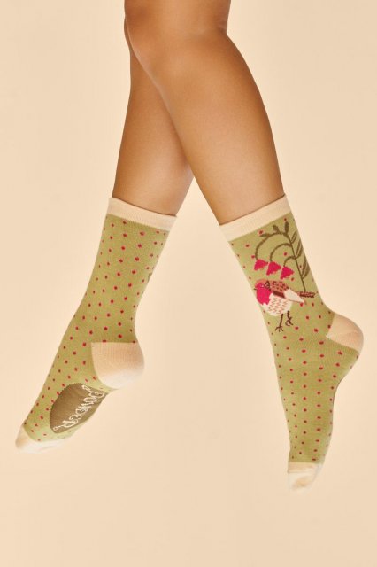 Powder-Rosy Robin Ankle Socks